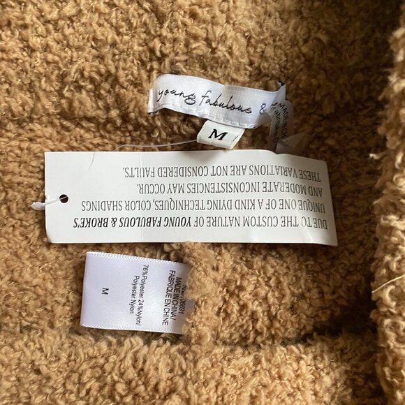 YOUNG Fabulous & Broke BNWT Sz Medium Tan Teddy Sherpa Wide Leg Pant - Picture 4 of 8